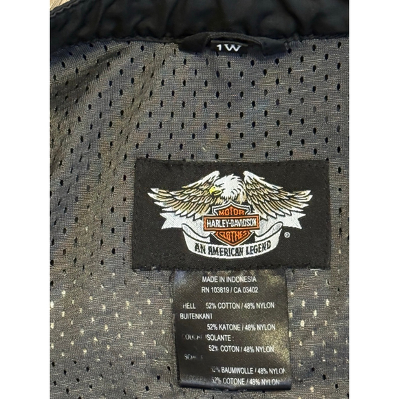 Harley-Davidson Women’s Black/White Tribal Embroidered Moto Riding Jacket Sz 1W - Picture 9 of 11